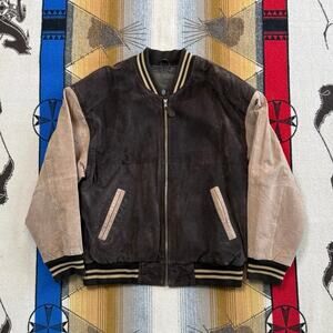 Vintage 90s Northwest Territory Suede Genuine Leather Bomber Jacket Size Medium